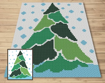 Weihnachtsbaum Häkelanleitung - C2C & Gobelin-Decke (PDF-Muster)