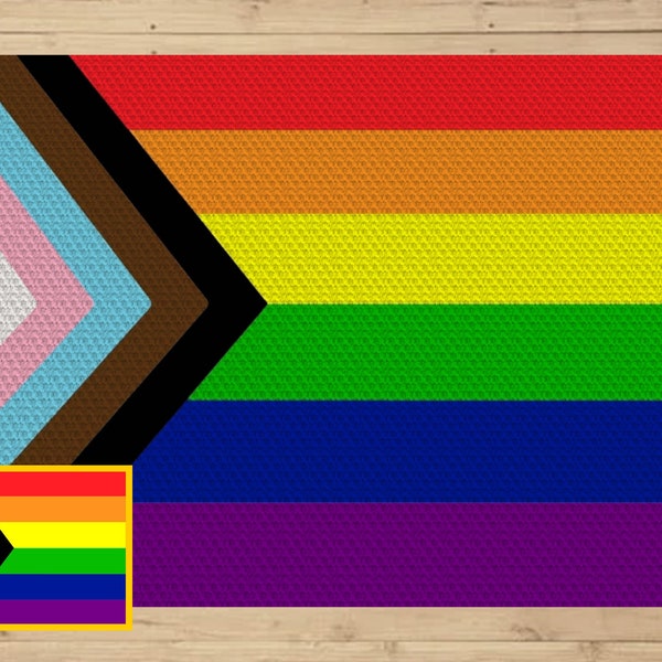 LGBTQ+ Pride Flag Graph + Written Pattern For C2C & Tapestry Crochet - LGBT C2C Crochet Pattern - Pride Month Crochet Blankets LGBT Patterns