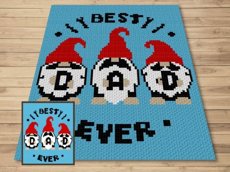 Best Dad Ever Graph Written Pattern For C2C & Tapestry Crochet Crochet Dad C2C Pattern Dad Crochet Blanket Fathers Day Blanket Gift image 1