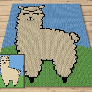 Cute Baby Llama Graph Written Pattern For C2C & Tapestry Crochet C2C Llama Crochet Pattern Animal Crochet Blanket Baby Shower Gift image 1