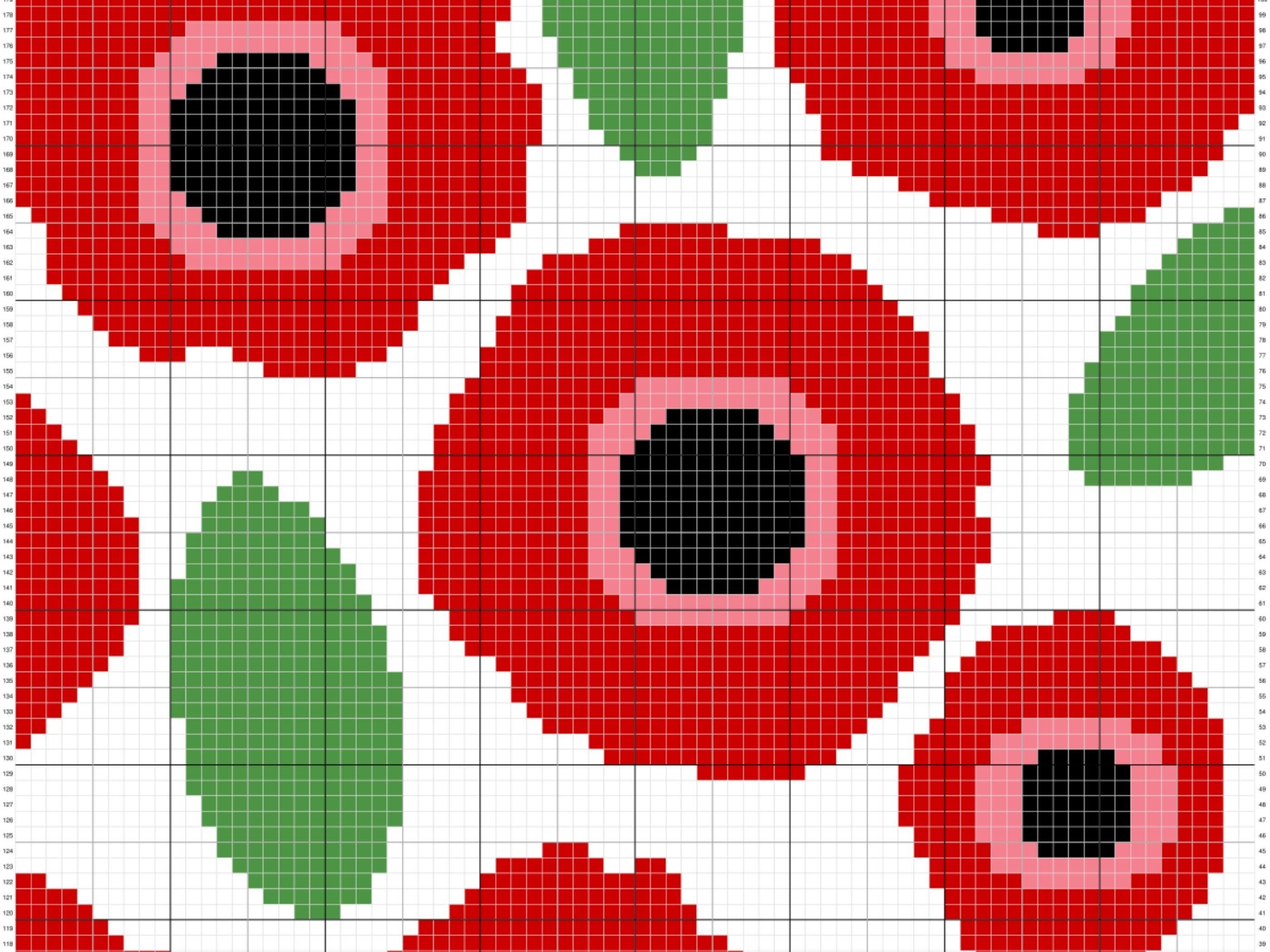 Graph Paper Poppy Poppy Field Print Graph and Pattern for C2C & Tapestry Crochet -C2C ...