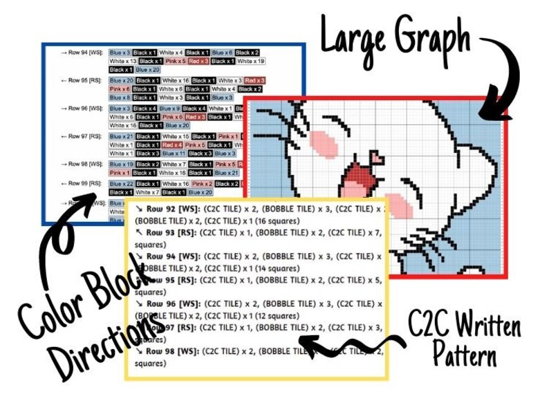 Cute Baby Cat Graph + Written Pattern For C2C & Tapestry Crochet - Crochet Cat C2C Graphgan - Crochet Cat Baby Blanket - Animal Baby Blanket