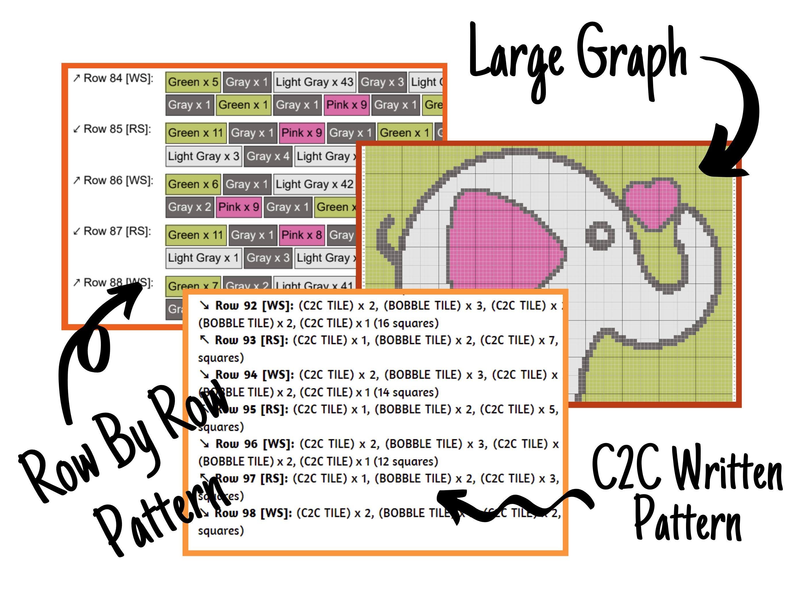 Elephant Graphgans Elephant Love Crochet Graphgan Pattern – C2C Tapestry Blanket (digital ...
