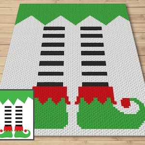 Christmas Elf Legs Graph and Pattern C2C & Tapestry Crochet - Elf Legs Graphgan Crochet Elf Patterns - Christmas C2C Elf Blanket Gift Babies