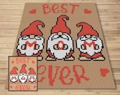 Best Mom Ever Gnomes Graph + Written Pattern For C2C & Tapestry Crochet - Mother C2C Graphgan Mother's Day Gift Crochet Blanket Mom Blanket