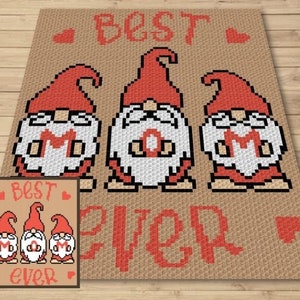 Best Mom Ever Gnomes Graph + Written Pattern For C2C & Tapestry Crochet - Mother C2C Graphgan Mother&#39;s Day Gift Crochet Blanket Mom Blanket