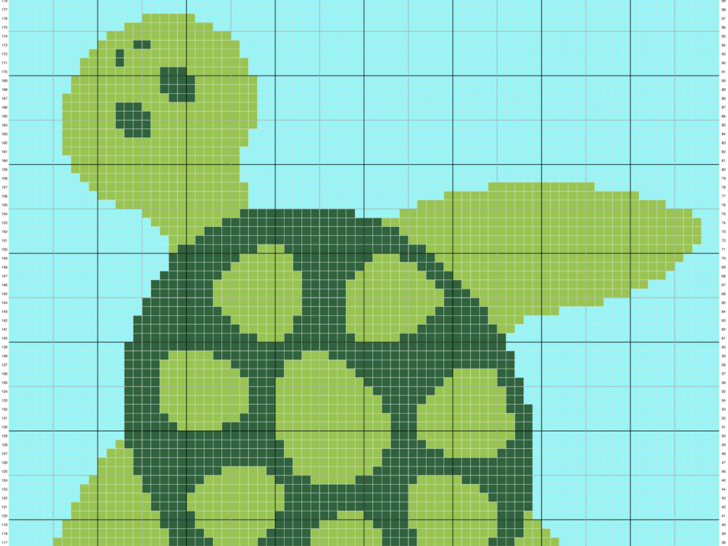 Sea Turtle Graph and Pattern C2C & Tapestry Crochet - Turtle C2C ...
