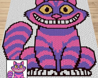 Cheshire Cat Blanket Crochet Pattern | C2C, Tapestry (PDF Pattern)