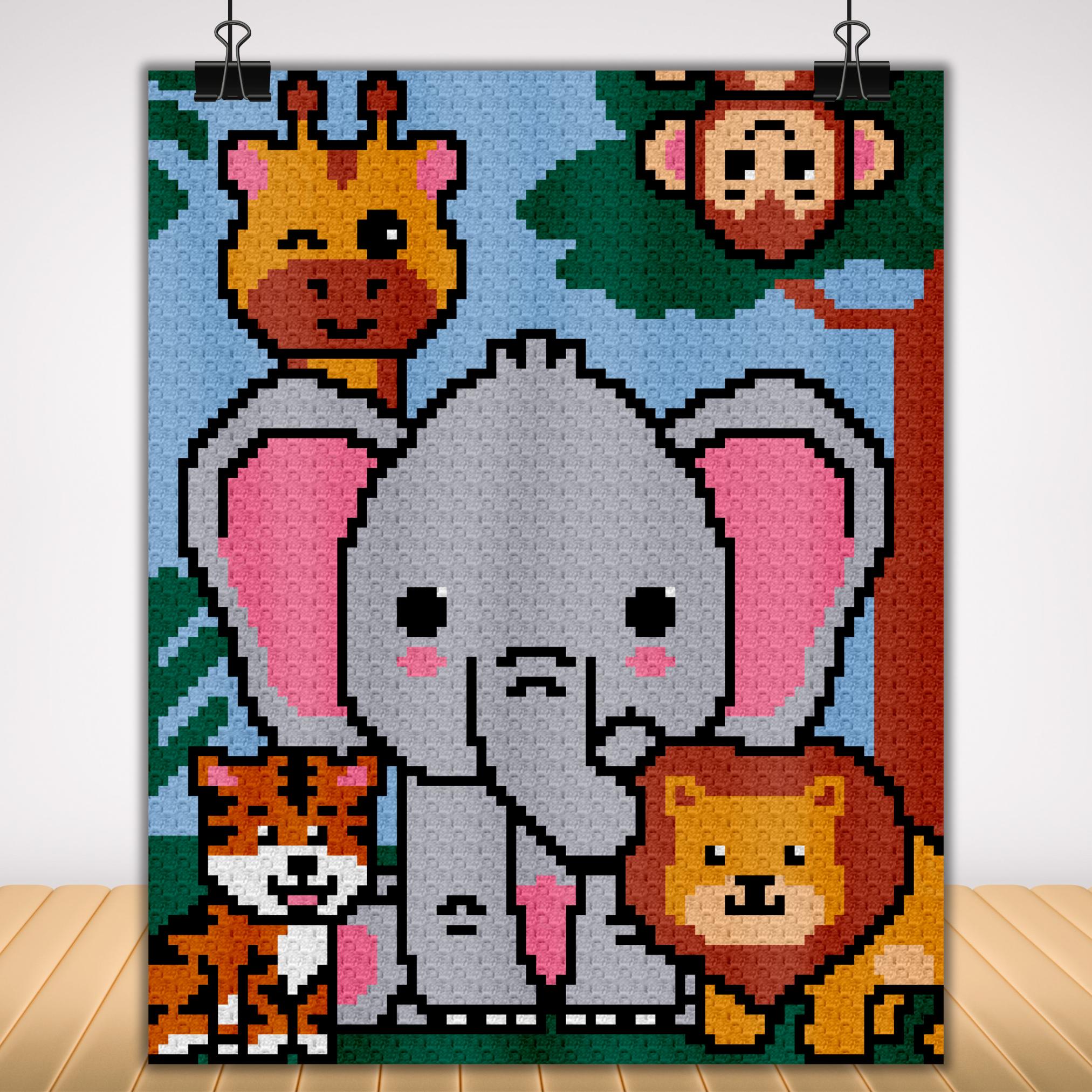 Jungle Animals Crochet Baby Blanket Pattern | C2C Graph (PDF Pattern ...
