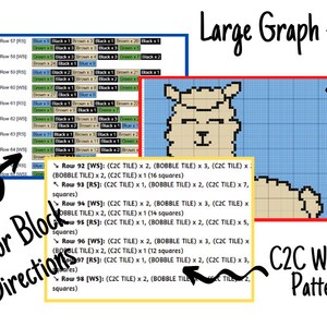 Cute Baby Llama Graph Written Pattern For C2C & Tapestry Crochet C2C Llama Crochet Pattern Animal Crochet Blanket Baby Shower Gift image 2