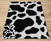 Cow Print Graph + Written Pattern For C2C & Tapestry Crochet - C2C Graph Cow Pattern - Crochet Animal Print Cow Blanket Baby C2C Cow Afghan