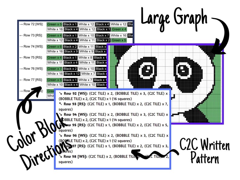 Boy Baby Panda Graph & Pattern C2C and Tapestry Crochet Panda - Etsy UK