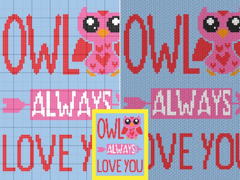 Owl Always Love You Graph Written Pattern For C2C & Tapestry Crochet Love Quote Crochet Pattern Owl C2C Baby Blanket Baby Shower Gift image 3