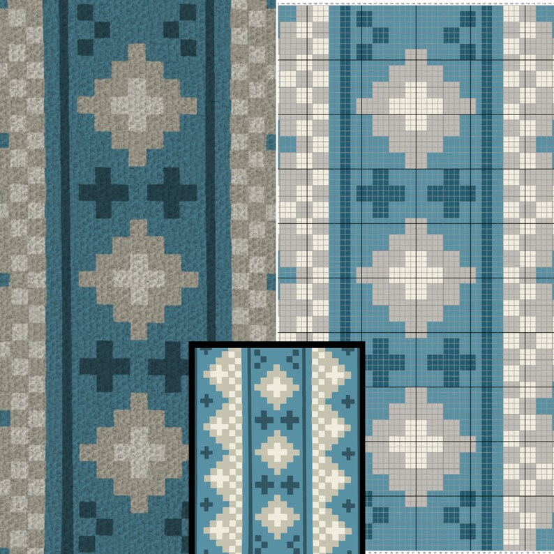 Folk Art Geometric Print by Magic Yarn Pixels