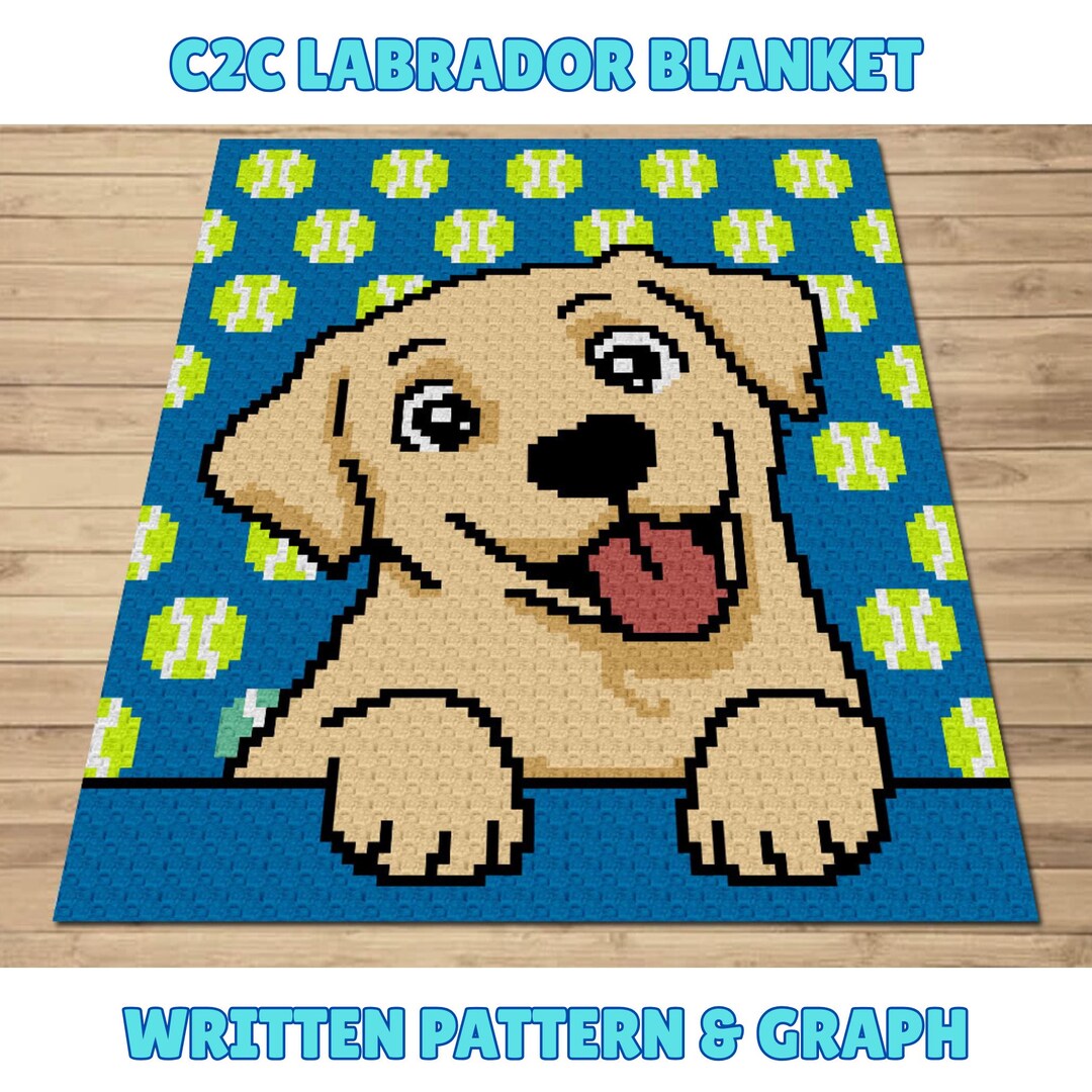 Labrador Crochet Blanket Pattern | C2C Dog Puppy Throw | Graph and ...