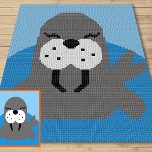 Cute Baby Seal Graph & Pattern C2C and Tapestry Crochet-Seal Crochet Graphgan-Seal Animal Crochet Blanket-Cute Animals C2C Blanket Gift Baby image 1