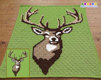 Deer Crochet Blanket Pattern | Whitetail Graphgan, C2C (PDF Pattern)