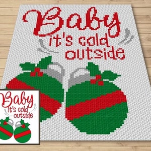 Baby It&#39;s Cold Outside Graph + Written Pattern For C2C & Tapestry Crochet - Christmas C2C Pattern - Christmas Crochet Blanket Winter Blanket