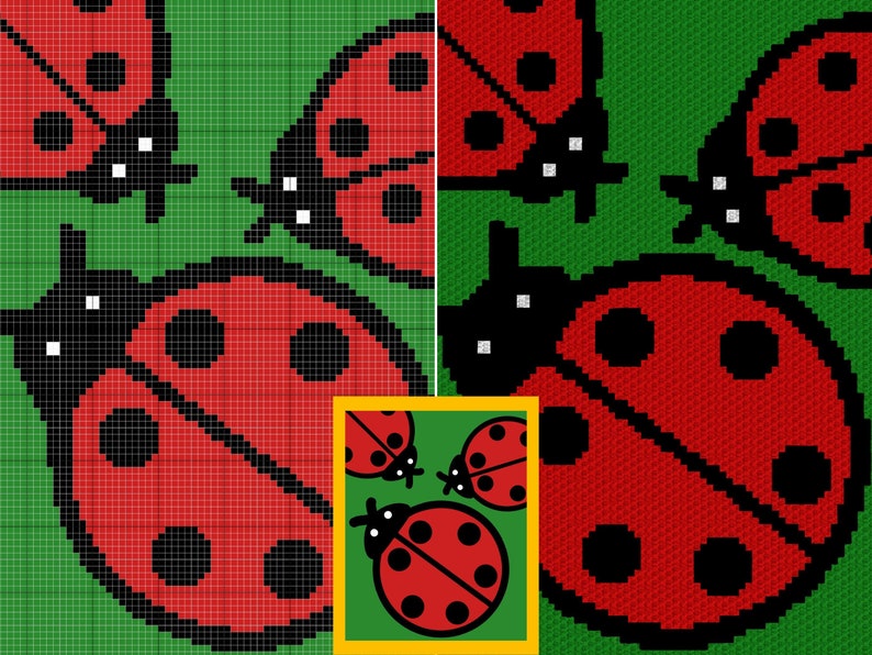 Ladybug Print Graph and Pattern C2C & Tapestry Crochet Ladybugs Baby Shower Graphgan Crochet Ladybug Blanket Ladybug C2C Blanket Gifts image 3