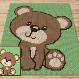 Cute Teddy Bear Graph + Written Pattern For C2C & Tapestry Crochet - C2C Bear Graphghan - Animal Crochet Blanket -Crochet Afghan Baby Shower