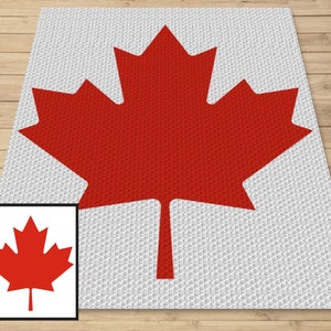 Drapeau du Canada en érable graphique + modèle écrit pour crochet C2C et tapisserie - Modèles au crochet Canada C2C - Couvertures au crochet Canada - Couvertures de drapeaux