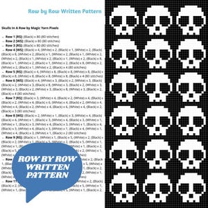 Skulls In A Row Afghan Pattern + Graph for C2C & Tapestry Crochet | C2C Crochet Skull Blanket | Spooky Crochet Halloween Blanket | Goth Gift