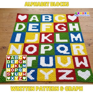 Alphabet Blocks Crochet Pattern - C2C Graph, Tapestry (PDF Download)