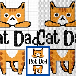 Cat Dad Kitty Graph & Pattern C2C and Tapestry Crochet Crochet Cat Boy Graphgan Cat Dad Crochet Blanket Cat Owner Gift C2C Kitty Blanket image 3