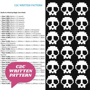 Skulls In A Row Afghan Pattern + Graph for C2C & Tapestry Crochet | C2C Crochet Skull Blanket | Spooky Crochet Halloween Blanket | Goth Gift
