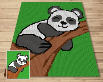 Sleeping Panda Baby Graph and Pattern C2C & Tapestry Crochet - Panda C2C Graphgan - Crochet Panda Blanket - Panda Bear C2C Blanket Gift Baby