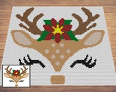 Christmas Reindeer Face Graph and Pattern C2C & Tapestry Crochet - Christmas C2C Graphgan Crochet Reindeer Baby Blanket - C2C Winter Blanket