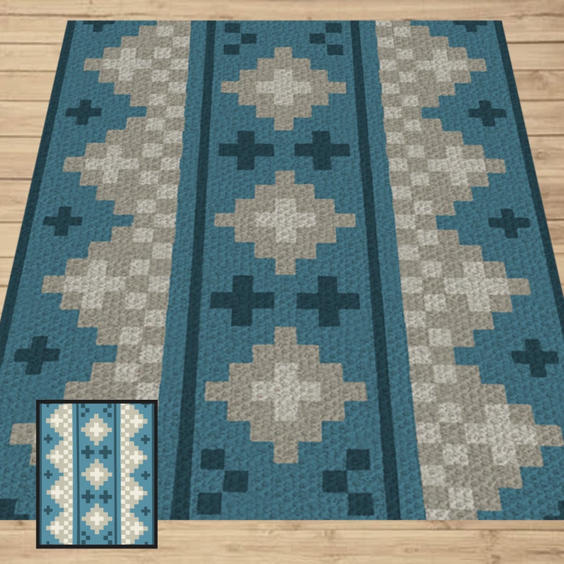 Folk Art Geometric Print by Magic Yarn Pixels