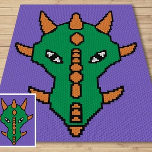 Medieval Dragon Graph + Written Pattern For C2C Tapestry Crochet -  Medieval C2C Crochet Pattern - Crochet Dragon Blanket - Chinese Blankets
