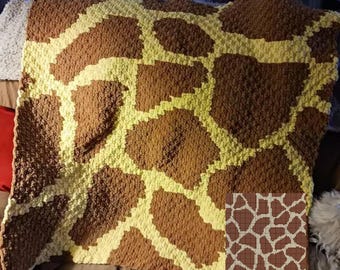 Giraffe Print Crochet Blanket Pattern – C2C Graph (PDF Pattern)