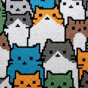 Cat Blanket Pattern PDF | Crowded Feline C2C Graphgan Chart | Animal Home Decor | Graph & Written Instructions