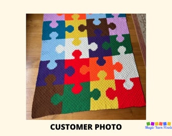 Rainbow Puzzle Blanket Crochet Pattern – C2C Graphgan (PDF Pattern)