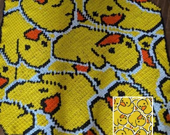 Rubber Ducks Crochet Blanket Pattern | C2C & Tapestry (PDF Pattern)