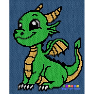 Cute Baby Dragon Graph + Written Pattern For C2C & Tapestry Crochet - C2C Dragon Graph - Crochet Dragon Blanket - Crochet Baby Dragon Afghan
