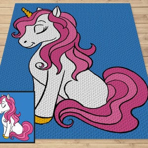 Pink Unicorn Graph and Pattern C2C & Tapestry Crochet - C2C Unicorn Graph - Unicorn Kids Crochet Blanket - Crochet Unicorn Blanket Baby Gift