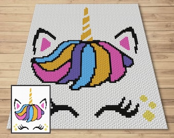 Rainbow Unicorn Crochet Blanket Graph – C2C & Tapestry (PDF Pattern)