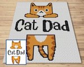 Cat Dad Kitty Graph & Pattern C2C and Tapestry Crochet - Crochet Cat Boy Graphgan - Cat Dad Crochet Blanket Cat Owner Gift C2C Kitty Blanket
