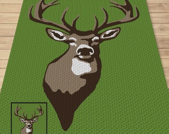 Whitetail Deer Graph + Written Pattern For C2C & Tapestry Crochet | Deer C2C Graphgan - C2C Crochet Deer Blanket Animal Baby Blanket Afghan