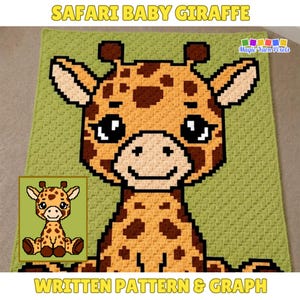 Giraffe Blanket Pattern PDF | Safari Animal C2C Crochet Graph | Nursery Jungle Decor | Graph & Written Instructions