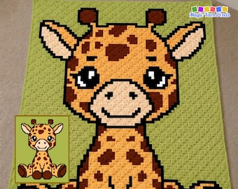 Giraffe Blanket Pattern PDF | Safari Animal C2C Crochet Graph | Nursery Jungle Decor | Graph & Written Instructions