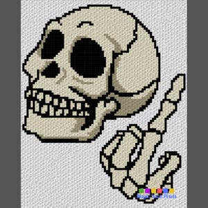 Creepy Skull Middle Finger Pattern and Graph C2C & Tapestry Crochet ...
