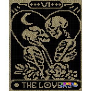 The Lovers Tarot Graph + Written Pattern For C2C & Tapestry Crochet - C2C Crochet Mosaic Blanket - Lovers Crochet - Tarot Card Crochet Graph