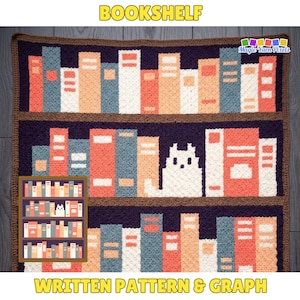 Bookshelf Blanket Pattern PDF | Cozy Library C2C Crochet Graph | Reader Book Club Gift | Graph & Written Instructions