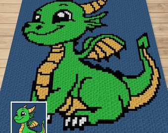 Crochet Baby Dragon Blanket Pattern – C2C & Tapestry (PDF Pattern)