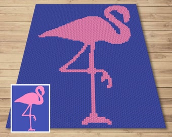 Pink Flamingo Outline Graph and Pattern C2C Tapestry Crochet
