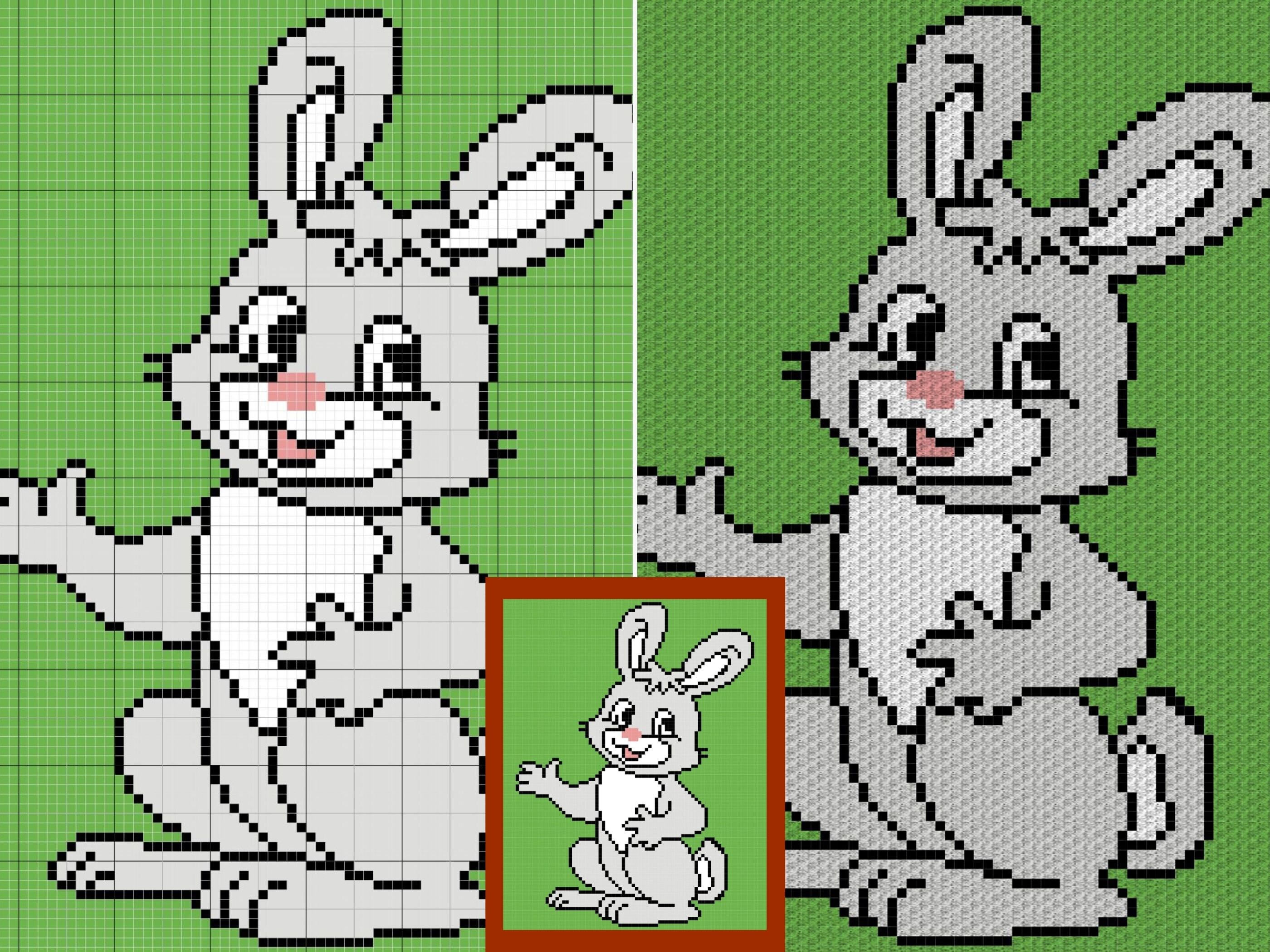 Happy Bunny Graph Written Pattern For C2C & Tapestry Crochet | Etsy